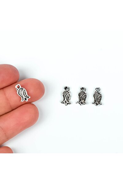 yfhobi 8 Adet - 12 Mm Lale Desenli Metal Uç, Takı Malzemesi, Boyalı Gümüş Kap...