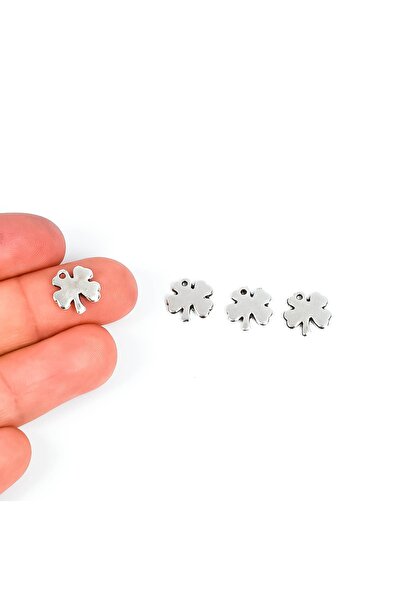 yfhobi 8 Adet - 10 Mm Yonca Desenli Metal Uç, Takı Malzemesi, Boyalı Gümüş Ka...