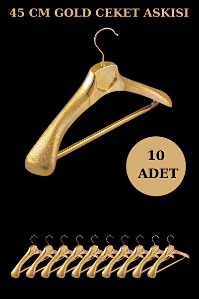 Manken İstanbul 10 Adet Plastik Gold Renk Yüksek Kalite Ceket Askısı,elbise A...