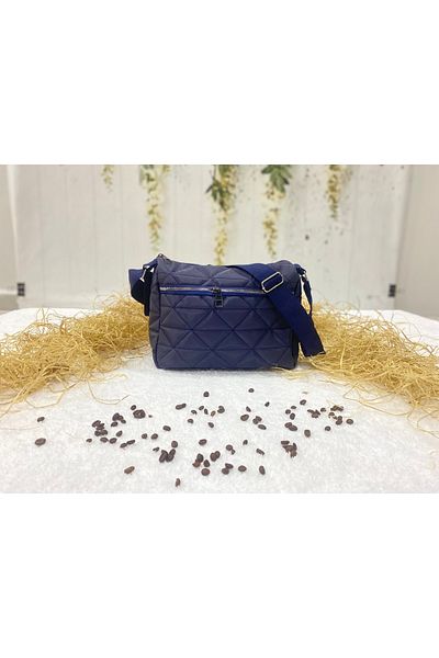 Elentra Quilted Patterned Two-Compartment Navy Blue Puff Bag, Trend Bag Suggestion, Daily Useful Bag