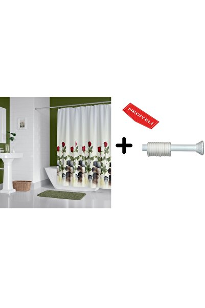 Zethome Banyo Duş Perdesi 12005 120x200 Perde Borusu Askı Aparatı 90x130 Hedi...
