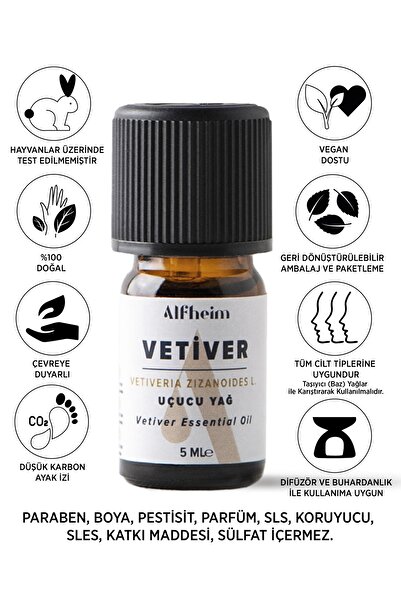 Alfheim Vetiver Uçucu Yağı/ Vetiver Yağı/ Aromaterapi/ Koku/ Uçucu Yağlar/ 5 ml