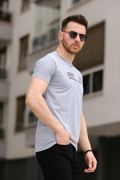 Oksit Brand Embroidered Slim Fit Lycra Men's Tshirt