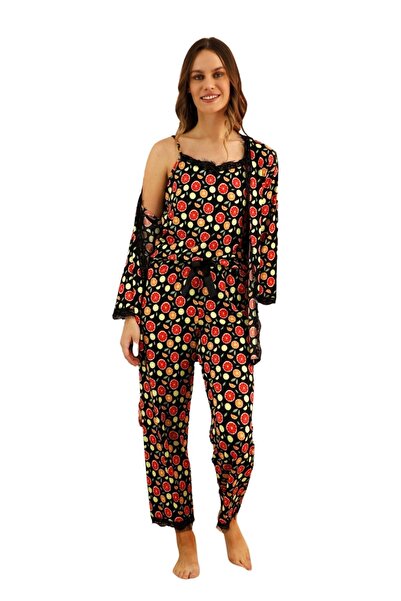 nisaNCa Sabahlıklı Dantel Detaylı Pegasus Kadın Pijama Takımı-çeyizlik Takım- Geniş Beden Aralığı