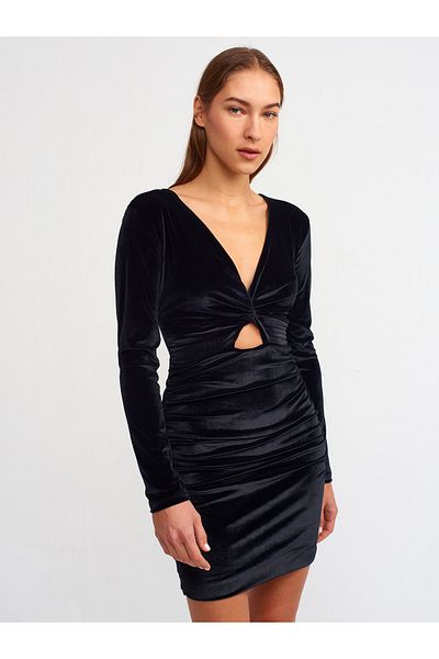 Dilvin 90422 Draped Velvet Dress