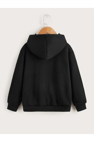 Machetta Hanorac oversize cu glugă, cu 3 fire, negru, neimprimat