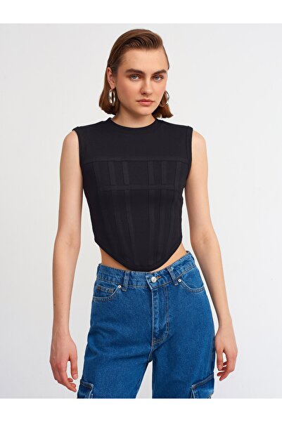 Dilvin 20625 Crop Top-siyah