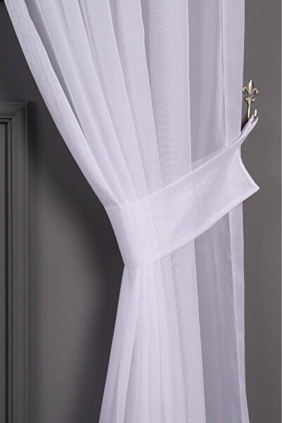 perdealemi White Color Tulle Background Curtain 100 X 250cm 1/3 Tight Pleat