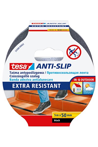 Tesa Kaydırmaz Bant, Zemin Güvenliği Için, 5m X 50mm, Siyah