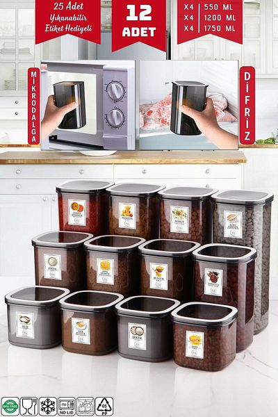 Nandy Home Economical Set of 12 Lids - 1.75/1.2/0.55 Lt Unbreakable Storage Container