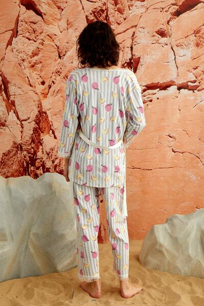 nisaNCa Set de pijamale pentru femei Pegasus cu dantelă și halat - Set zestre - Gamă largă de mărimi