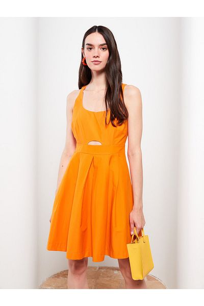LC Waikiki U-Neck Straight Sleeveless Poplin Women's Dress