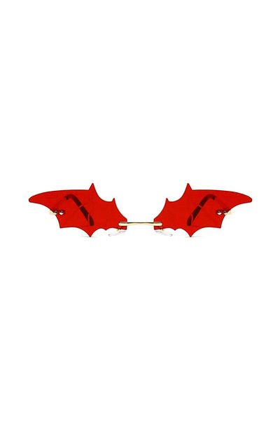 Toz Vintage Red Bat Rimless Sunglasses