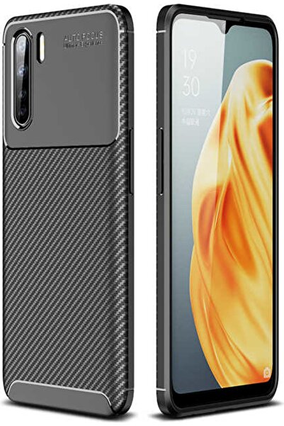 Case 4U Oppo A91 Kılıf Rugged Armor Karbon Uzun Ömürlü Negro Kılıf Siyah