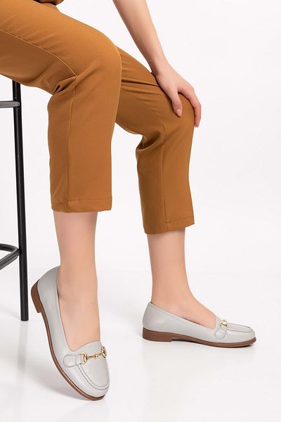 Gondol Loafer casual pentru femei din piele naturală Vdt.851 - Ice Grey - 38