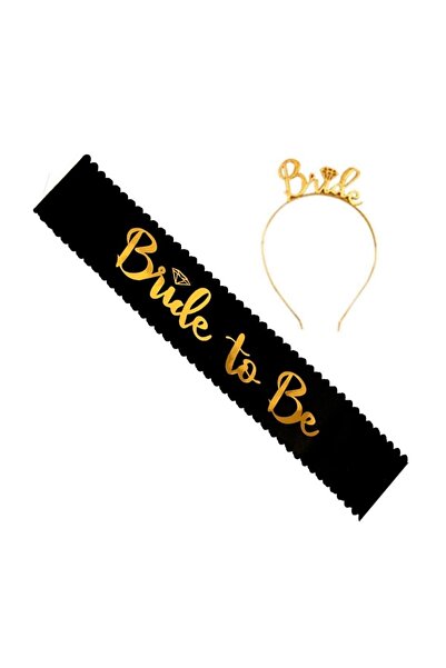 Mini Parti Mini Party Store Set za mladu crno-zlatni (kruna + traka)