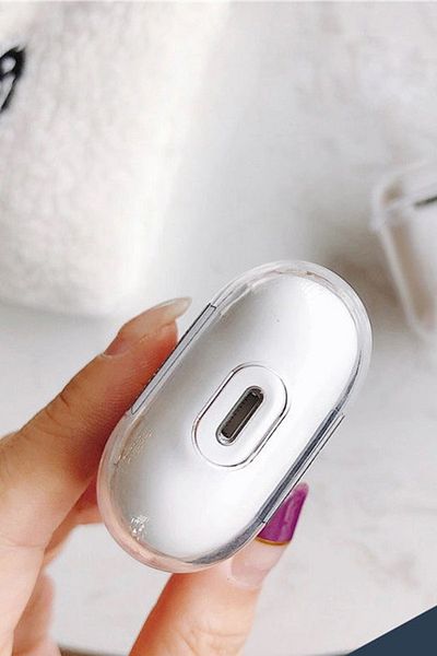 mooodcase Enjoyable Astronaut Patterned 1st and 2nd Generation Compatible Wireless Headphone Case with Transparent Silicone