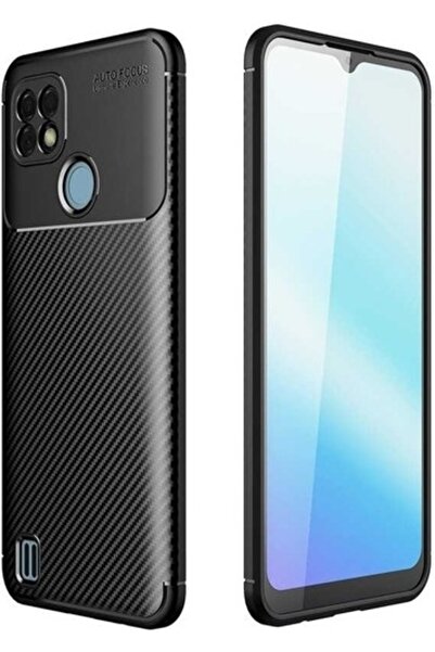Case 4U Realme C21 Kılıf Rugged Armor Karbon Uzun Ömürlü Negro Kılıf Siyah