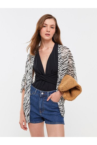 LC Waikiki Kimono de damă cu guler șal cu model