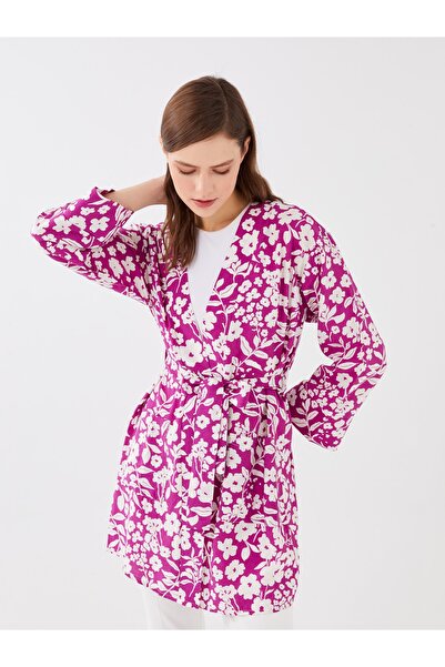 LC Waikiki Σάλι Γιακάς Floral μακρυμάνικο Oversize Γυναικείο κιμονό