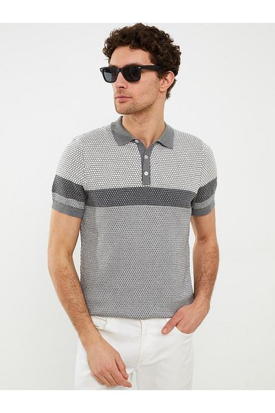 LC Waikiki Men's Striped Polo Collar Sweater - Short Sleeve