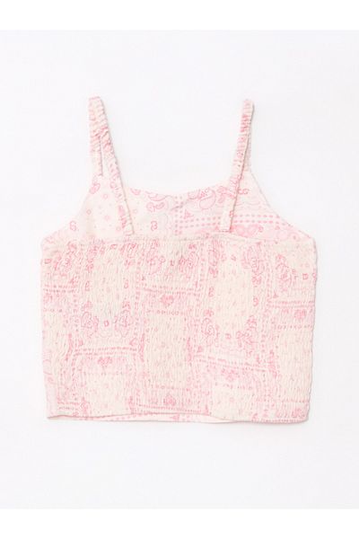 LC Waikiki Square Neck Patterned Strappy Viscose Girl's Blouse