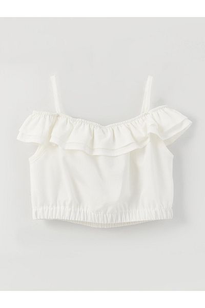 LC Waikiki Square Neck Basic Girl's Crop Blouse