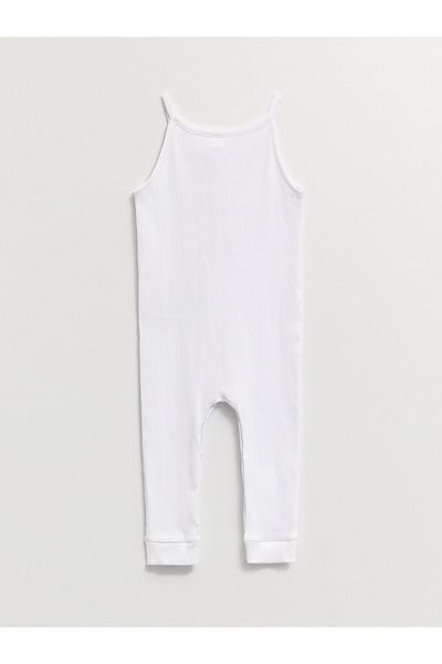 LC Waikiki Basic Cotton Baby Girl Jumpsuit with Crew Neck Straps