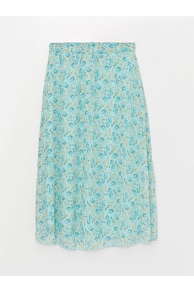 LC Waikiki Gemusterter ausgestellter Chiffonrock für Damen mit elastischer Taille