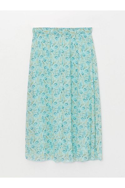 LC Waikiki Gemusterter ausgestellter Chiffonrock für Damen mit elastischer Taille