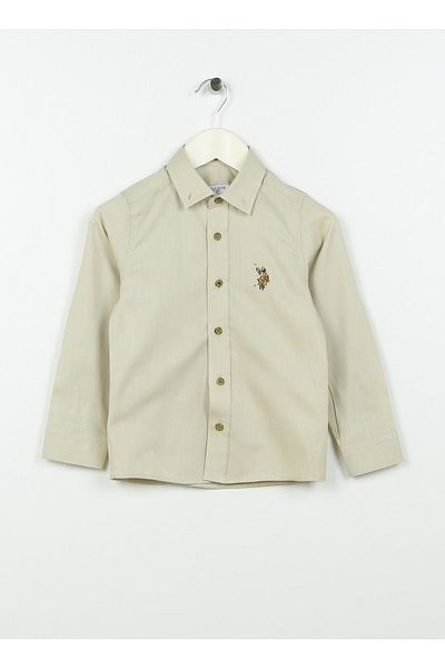 U.S. Polo Assn. Изчистена момчешка риза в цвят каки Cedcolorkids023y
