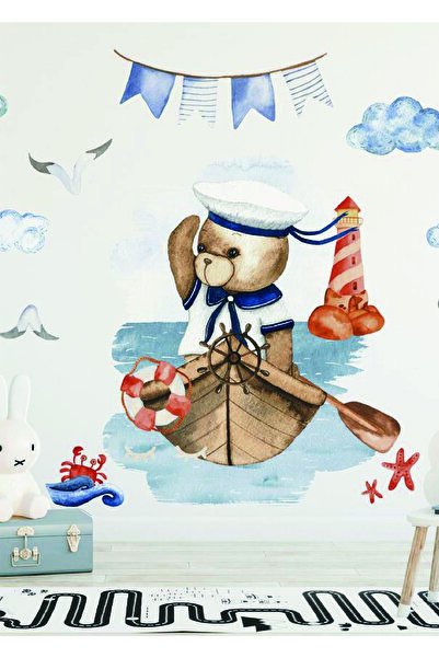 WALLHUMAN Autocolant de perete pentru camera copiilor Căpitanul Ursuleț