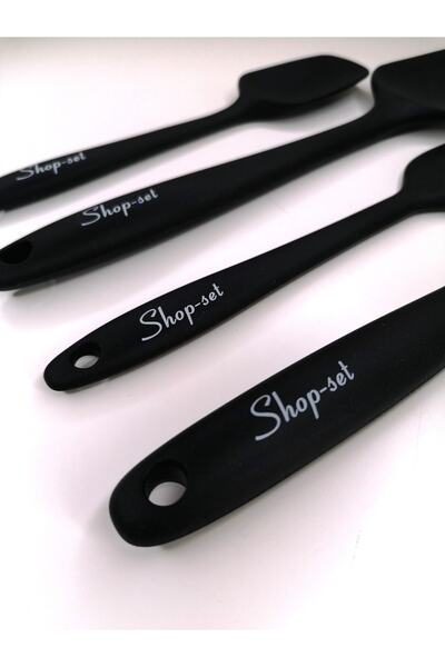 Shop-set Heat Resistant Fireproof Nonstick Silicone Spatula Set 4 Pieces - Black Set