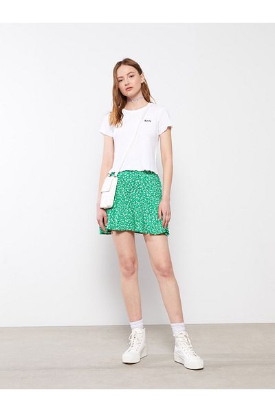 LC Waikiki Floral Viscose Γυναικεία Σορτς Φούστα με Ελαστική μέση