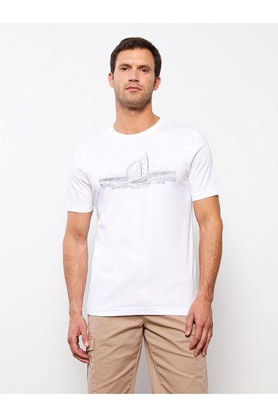 LC Waikiki Crew Neck Short Sleeve Printed Combed Cotton Men's T-Shirt