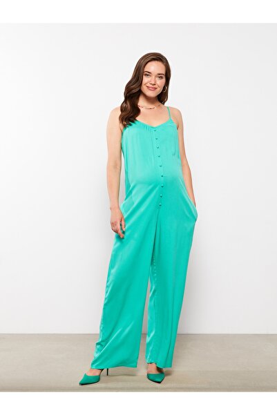 LC Waikiki Heart Collar Straight Straps Vikson Maternity Jumpsuit