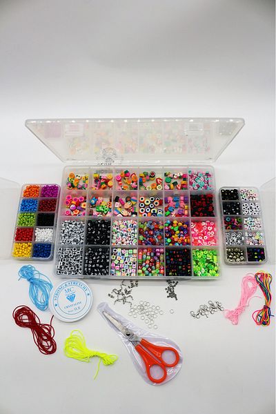Hobimos Giant Bracelet Necklace Hobby Jewelry Making Set - Letter, Fimo, Sand Beads Set