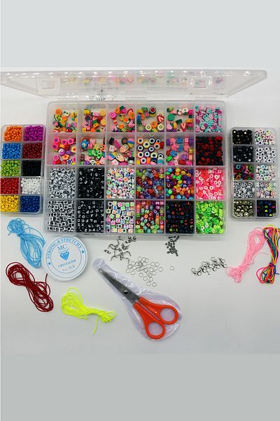 Hobimos Giant Bracelet Necklace Hobby Jewelry Making Set - Letter, Fimo, Sand Beads Set