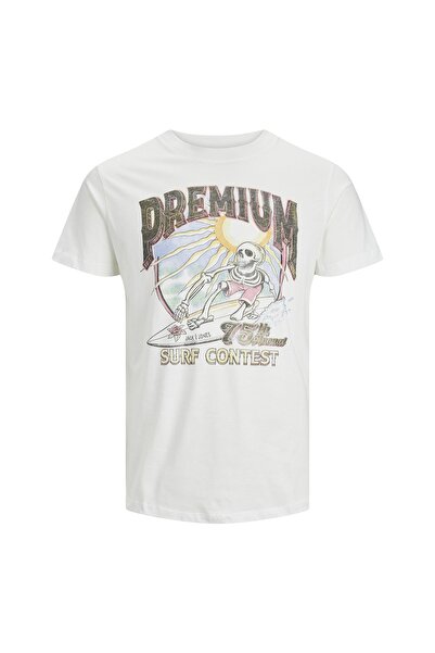 Jack & Jones Ανδρικό μπλουζάκι με λαιμόκοψη, απλό λευκό, Jprbluvıntage Tee Tg