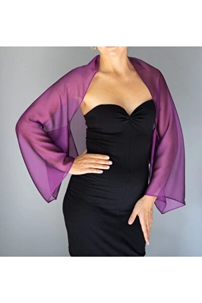 es moda shop Amylee Şifon Şal Bolero Mor