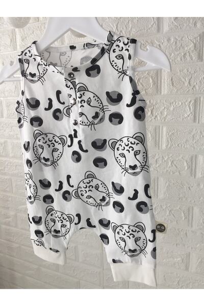 AMORE Kaplan Desenli Sıfır Kol Kapri Tulum