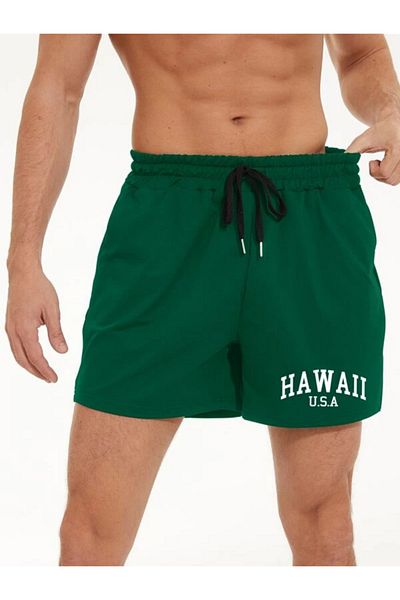 trendgar Hawaii USA Printed Green Shorts