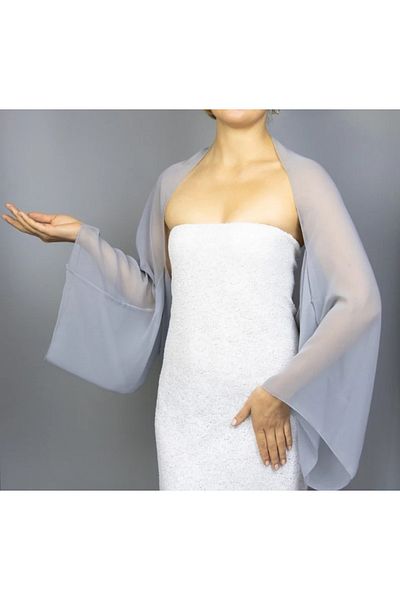 es moda shop Amylee Chiffon Shawl Bolero Gray