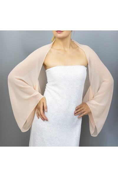 es moda shop Amylee Şifon Şal Bolero Şeftali