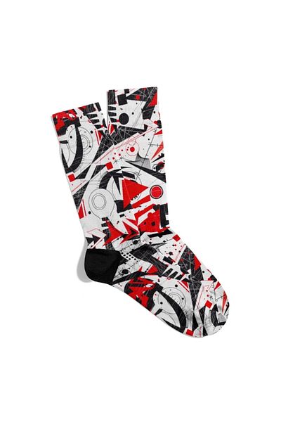 Eğlenceli Çoraplar Fun Socks Unisex Geometric Mixed Ethnic Pattern Printed Socks Ecsoket311
