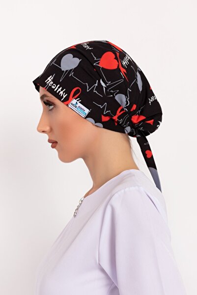 Nur Medikal Giyim Sağlıklı Kalp Desenli Tesettür Hemşire Bonesi Doktor Cerrah...