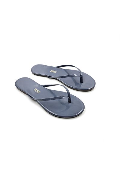 Tkees Classic Women's Smoked Gray Patent Leather Flip Flops