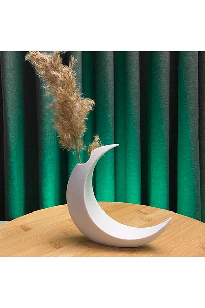 Root Made 13cm Decorative Moon Shaped Plastic Tabletop Vase - Flower Pot