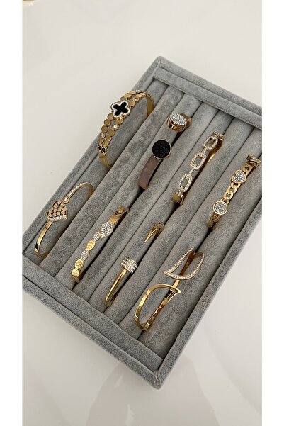 SU PERİSİ TAKI BİJUTERİ Çelik Gold Siyah Detaylı Marka Model Kelepçe