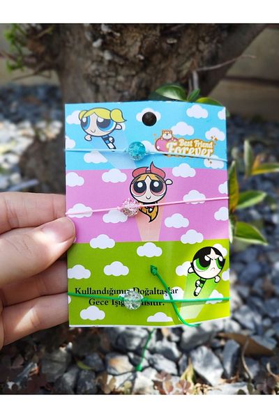 Acousticworld Powerpuff Girls 3-Piece Rope Bracelet Set Accessory Jewelry Gift